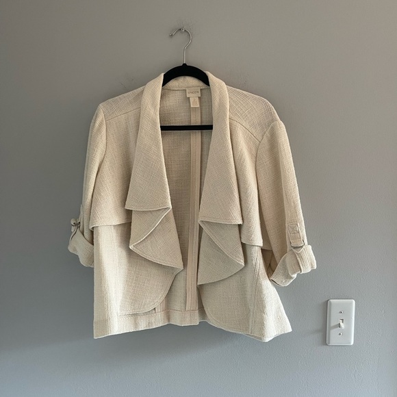 Chicos white Drape-Front Crop Jacket size 2 - Picture 2 of 6